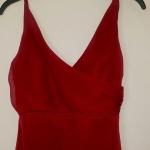 Formal Maxi Dress Burgundy Spaghetti Strap Sweetheart Train Sheer Chiffon Whimsi